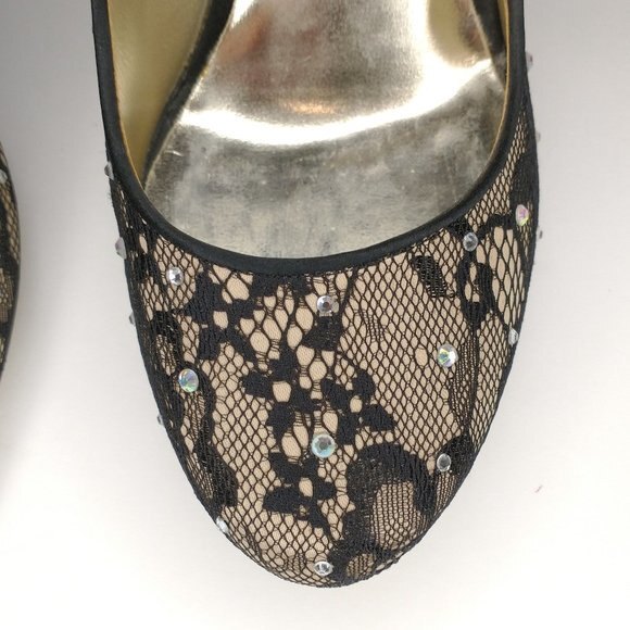 Benjamin Adams London Berlin Black Lace Pumps 7 Crystal Stiletto Formal Wedding - Picture 6 of 11